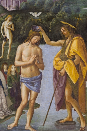 Baptism of Christ Closeup by artist Pietro Perugino